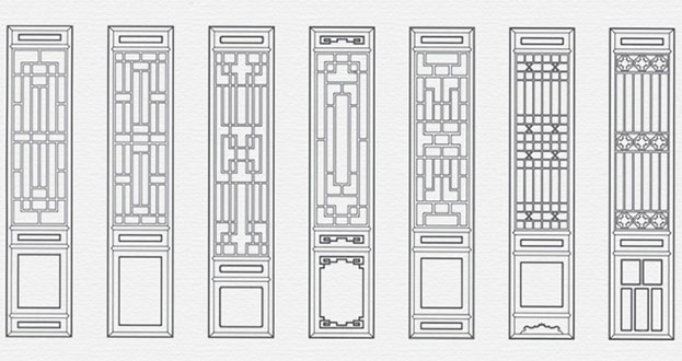 榆社常用中式仿古花窗图案隔断设计图